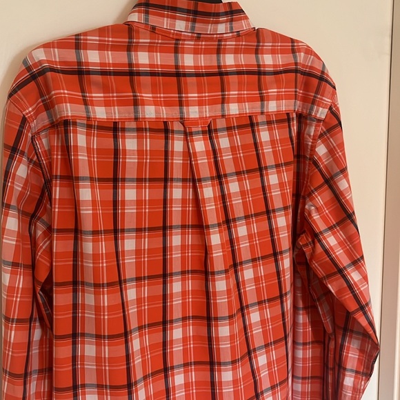 Chaps Long Sleeve Button Down Sz Lrg Plaid Orange White Nvy Blue - Picture 6 of 6
